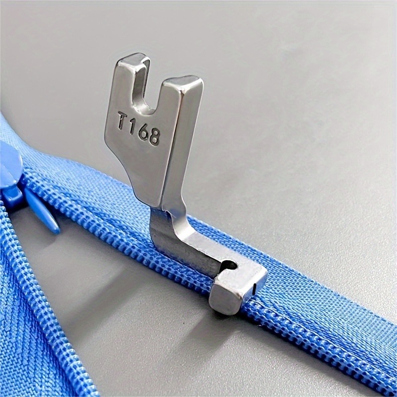 Sewing Machine Fabric - ตีนผีจักรเย็บผ้าอุตสาหกรรม T168, ตีนผีซิปด้านเดียว, อุปกรณ์เย็บซิปแบบซ่อน, สีเทา สำหรับจักรเย็บผ้าส่วนใหญ่