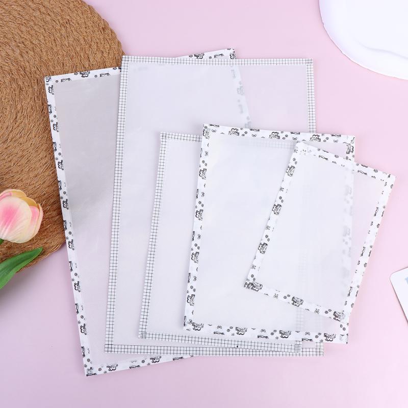 Interfacing Iron On - แผ่นรองรีดแบบโปร่งใสเย็บขอบด้วยผ้าสำหรับงานประดิษฐ์ลูกปัดเพอร์เลอร์ 5 ชิ้น ทนความร้อน อุปกรณ์ DIY